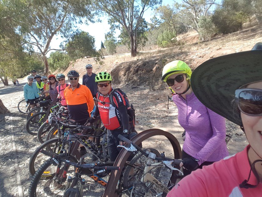Barossa Rail Trail - photo of the group at the Angaston end