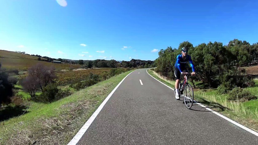 Coast to Vines Rail Trail - cyclist near McLaren Vale